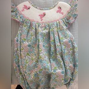 Poppy Kids Co Flamingo Smocked Bubble